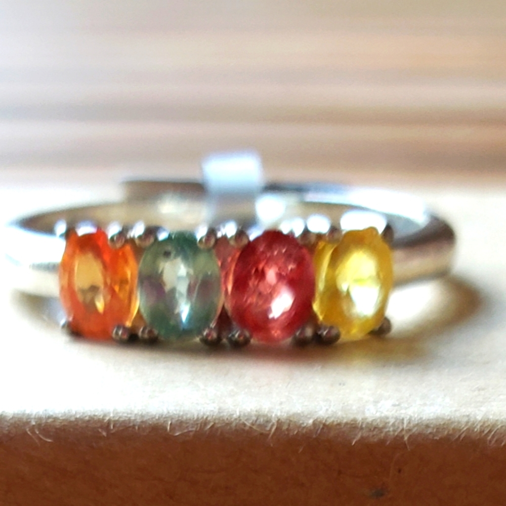 Sterling Silver Rainbow Sapphire Ring